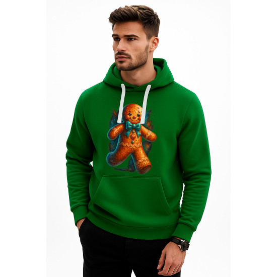 Tamsiai žalias džemperis su gobtuvu Imbierinis sausainis