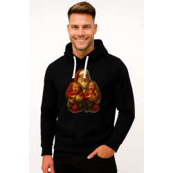 Juodas džemperis su gobtuvu Kalėdų senelis su vaikais