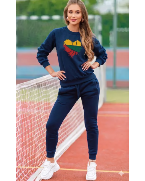 Moteriškas tamsiai mėlynas sportinis komplektas Lietuva