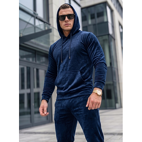 Dark Blue Men's Velour Suit by Rolos