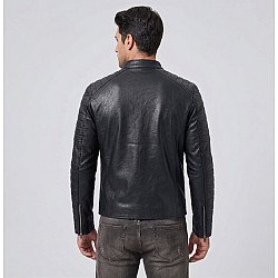 Men's Black Leather Jacket by Trouble