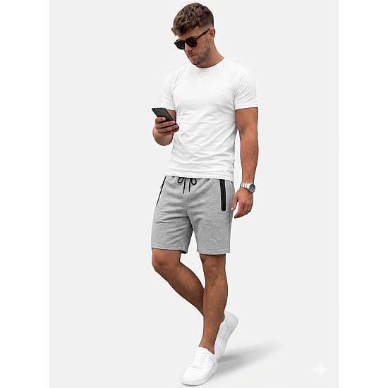 Time-merkkiset vaaleanharmaat miesten shortsit