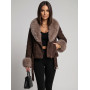 Loren Women's Dark Brown Winter Jacket with Fur Trim