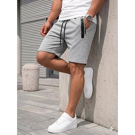 Time-merkkiset vaaleanharmaat miesten shortsit