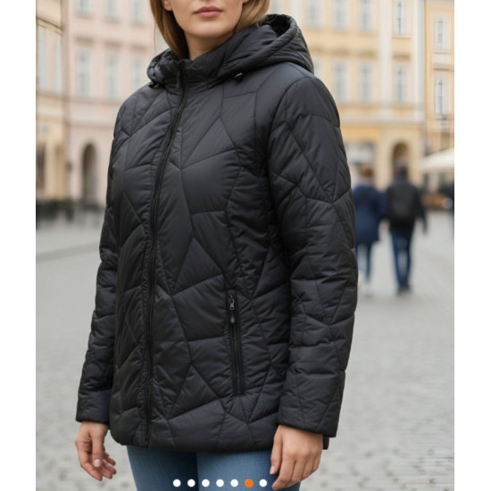 Juoda dygsniuota striukė Jen Moteriškos striukės
