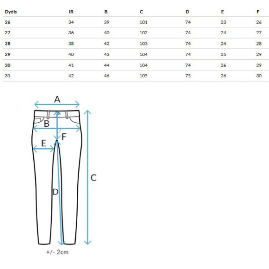 Moteriški mėlyni džinsai Sara Džinsai ir Jogeriai