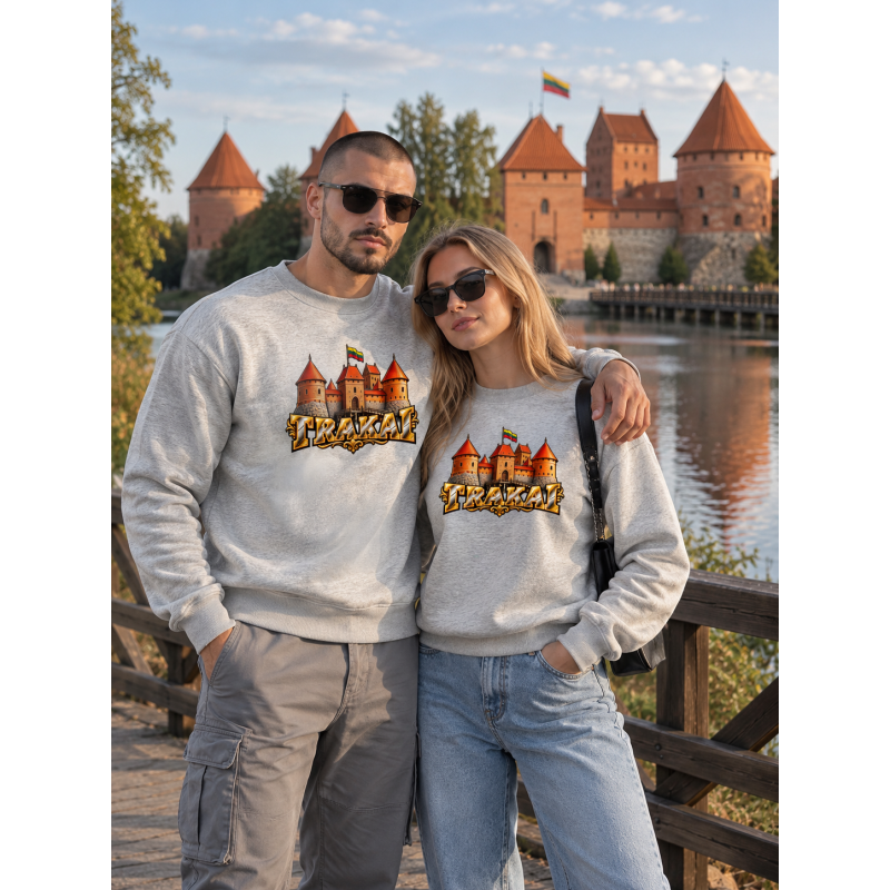 Miesten vaaleanharmaa villapaita Trakai