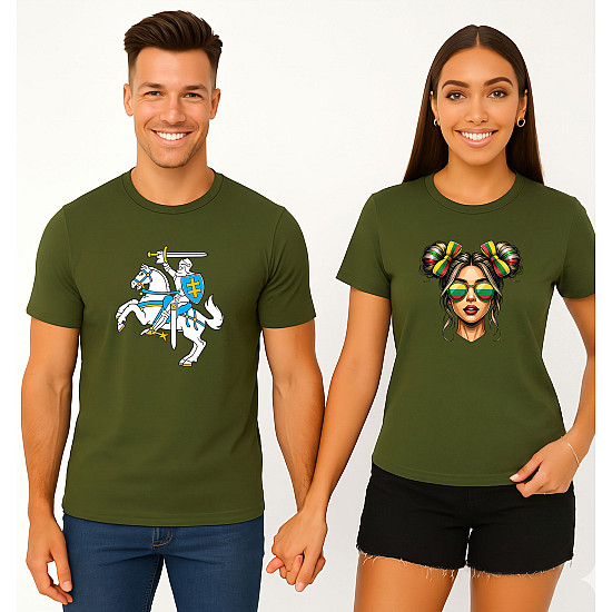 Khaki T-shirt Set: Vytis and Lietuvaitė