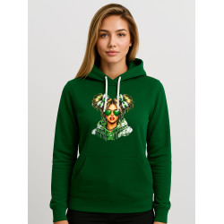 Moteriškas tamsiai žalias džemperis su gobtuvu Lietuvaitė su džemperiu