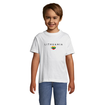 Детская белая футболка Lithuania (черная)