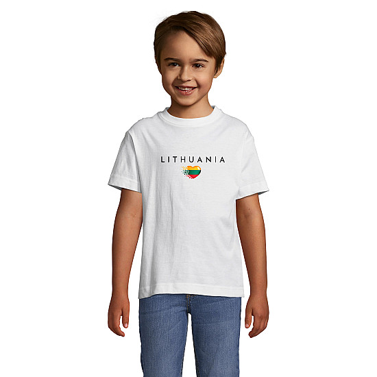 Bērnu balta T-krekls „Lithuania“ (melns)