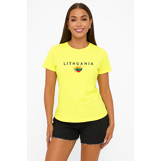 Naisten keltainen t-paita Lithuania (musta)