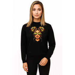 Women's black hoodless sweatshirt Lithuaniaite with glasses