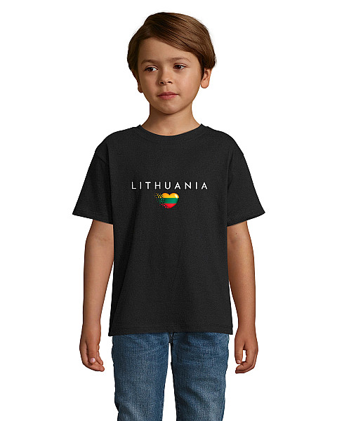 Vaikiški juodi marškinėliai Lithuania (baltas)