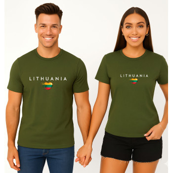 Комплект футболок цвета хаки «Lithuania» (белый)