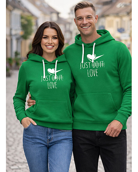 Žali džemperiai su gobtuvu Just do it (baltas)