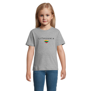 Детская серая футболка Lithuania (черная)