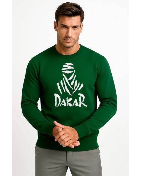 Tamsiai žalias džemperis be gobtuvo Dakar (baltas)