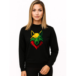 Moteriškas juodas džemperis be gobtuvo Vilkas