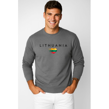 Мужской темно-серый свитшот Lithuania (черный)