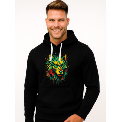 Vyriškas juodas džemperis Geometrinis vilkas