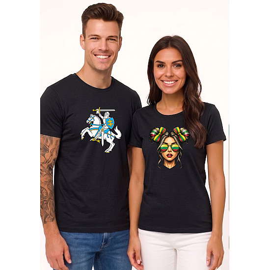 Black T-shirt Set: Vytis and Lietuvaitė