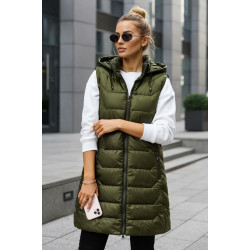 Moteriška tamsiai žalia dygsniuota liemenė Foxy