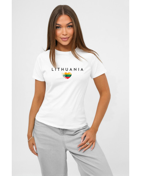 Moteriški balti marškinėliai Lithuania (juodas)