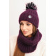 Moteriška violetinės spalvos kepurė ir šalikas Nora