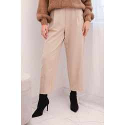 Moteriškos rusvos spalvos aukštu liemeniu kelnės Lori