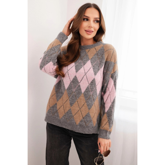 Moteriškas pilkas megztinis Romb