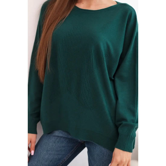 Moteriškas tamsiai žalias megztinis Star