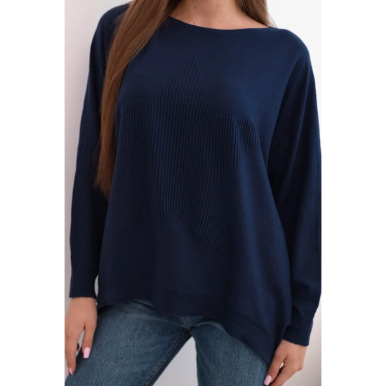 Moteriškas tamsiai mėlynas megztinis Star