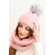 Moteriška rožinės spalvos kepurė ir šalikas Nora
