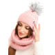 Moteriška rožinės spalvos kepurė ir šalikas Nora
