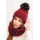 Moteriška bordo spalvos kepurė ir šalikas Nora
