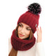 Moteriška bordo spalvos kepurė ir šalikas Nora