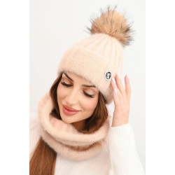 Brązowy damski kapelusz i szalik Nora