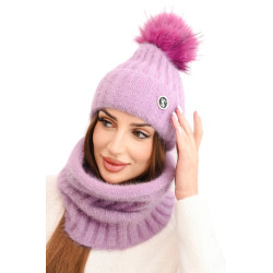 Damska czapka i szalik Nora w kolorze jasnofioletowym
