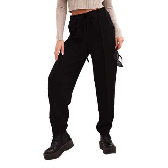 Moteriškos juodos spalvos kelnės Ador