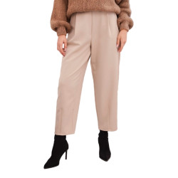 Moteriškos rusvos spalvos aukštu liemeniu kelnės Lori