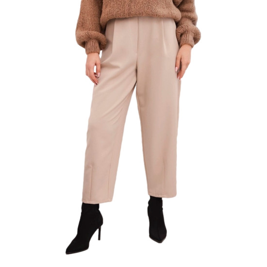 Moteriškos rusvos spalvos aukštu liemeniu kelnės Lori