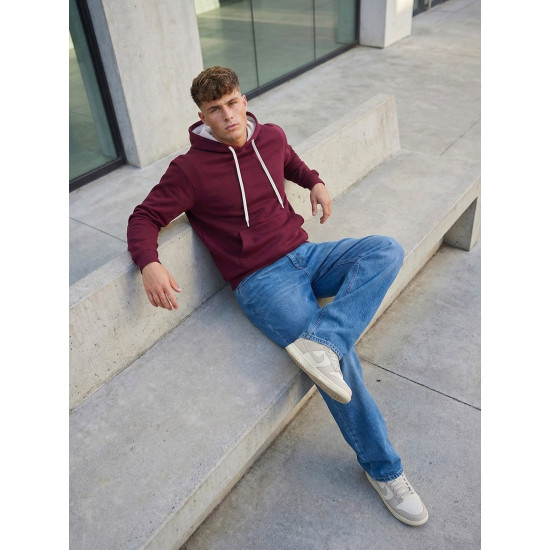 Vyriškas bordo džemperis Ostin Vyriški džemperiai su gobtuvu