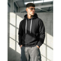 Vyriškas juodas džemperis su gobtuvu Carla