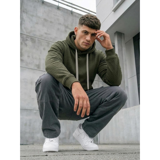 Vyriškas chaki džemperis su gobtuvu Carla Džemperiai su gobtuvu