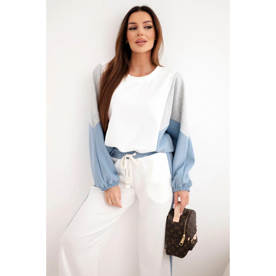 Damski dwukolorowy komplet wypoczynkowy z niebieską wstawką Gabi Komplety damskie