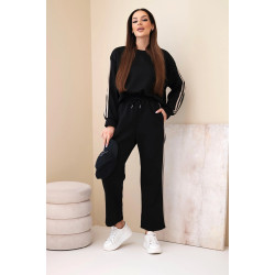 Moteriškas juodas komplektas su juostelėmis Ambi