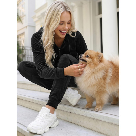 Moteriškas juodas veliūrinis komplektas Softi