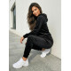 Moteriškas juodos spalvos veliūrinis kostiumas Moteriški komplektai