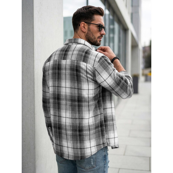 Vyriški juodi/balti flaneliniai marškiniai Cory Marškiniai